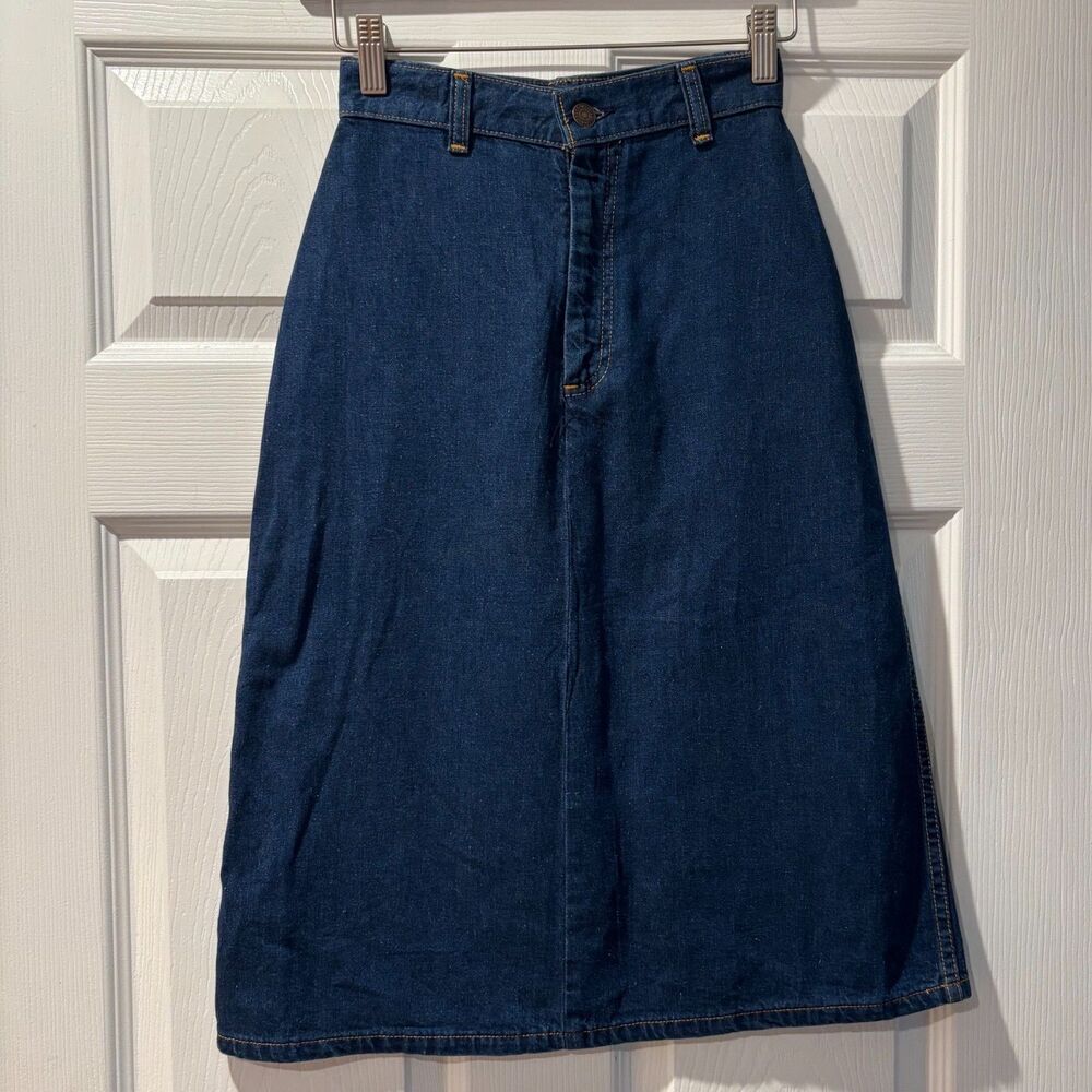 Vintage Levi's Women's Denim Skirt High Waist Jean 1980s White Gold/Diamond Tag